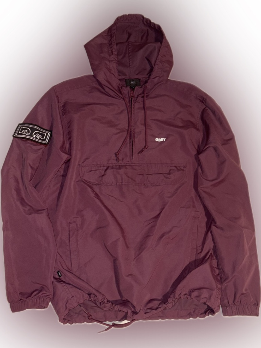 Obey Men's Hooded Windbreaker Anorak - Plum